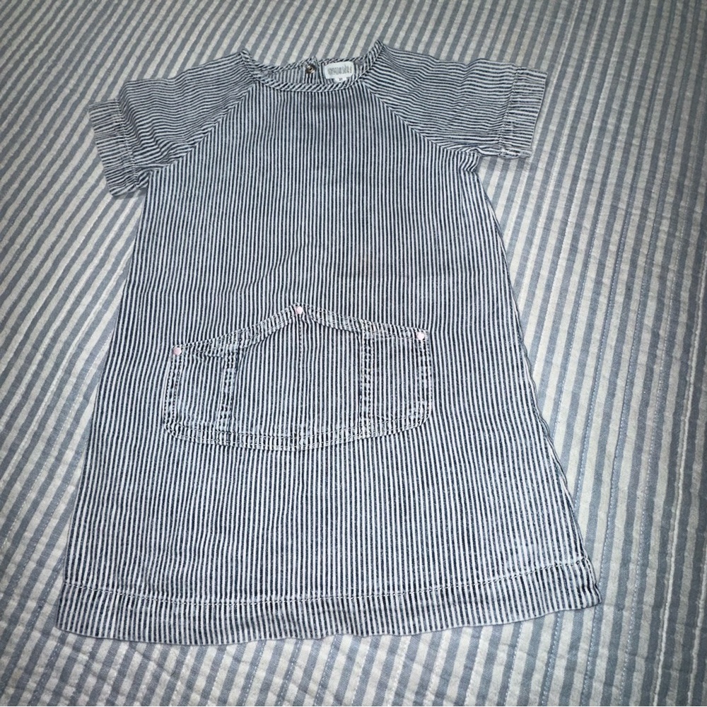 Gymboree Baby Girl Blue White Striped Cotton‎ Dress Short Sleeve 3T 140188893